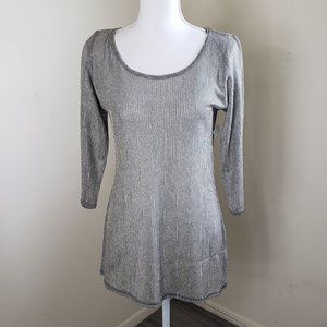 Michela Semi Sheer Knitted Coverup Blouse Taupe Size XL